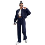 Fleece Zipper Cardigan Women's Clothes Fashion Casual Straight Pants Suit - Image 10
