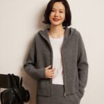 Women's Cashmere Hooded Zip Cardigan Sweater