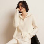 Women's Cashmere Hooded Zip Cardigan Sweater - Image 7