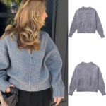 Zipper Knitted Bomber Jacket Sweater Coat - Image 4