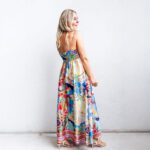 Women's High Waist Print Vacation Style Large Swing Suspender Dress - Image 4