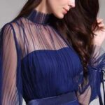 Dignified Generous Style Pleated See-through Dress - Image 5