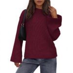 Casual Round Neck Solid Color Knitted Sweaters Women's Clothing - Image 10