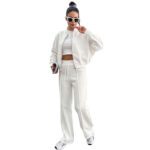 Fleece Zipper Cardigan Women's Clothes Fashion Casual Straight Pants Suit - Image 2