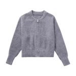 Zipper Knitted Bomber Jacket Sweater Coat - Image 5