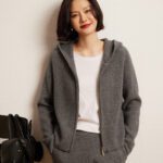 Women's Cashmere Hooded Zip Cardigan Sweater - Image 10