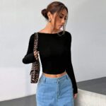 Sexy Style Women's T-shirt New Autumnwinter Backless Design Short Top - Image 5