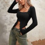 European And American Unique Design Sense Niche T-shirt Autumn And Winter New Sexy Cropped Short Top - Image 2