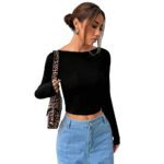 Sexy Style Women's T-shirt New Autumnwinter Backless Design Short Top - Image 3