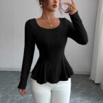 Women's Long-sleeve Bottoming Shirt With Hollowed-out Back And Long Sleeves - Image 3