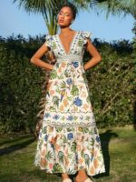 Ladies Summer Holiday Dress With Ruffle-Trimmed Sleeves For A Casual Look - Image 4