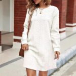Womens Knitted Jacquard Long-Sleeve Casual Maxi Dress - Image 6