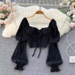Bow-tie-cinched Figure-hugging Long-sleeve Top - Image 2