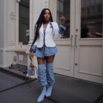 Casual Womens Patchwork Denim Blazer - Image 4