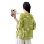 Womens Relaxed-fit Chinese-style Shirt With Flared Sleeves - Image 6