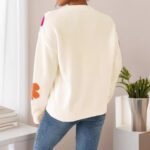 Womens Floral V Neck Casual Long Sleeve Knit Topversatile And Easy To Style - Image 4