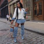 Casual Womens Patchwork Denim Blazer - Image 5