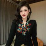 Womens Fashion Fleece Double-Sided Velvet Top With Rhinestone Embellishments - Image 5