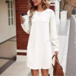Womens Knitted Jacquard Long-Sleeve Casual Maxi Dress - Image 2