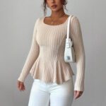 Women's Long-sleeve Bottoming Shirt With Hollowed-out Back And Long Sleeves - Image 2