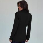 Womens Solid-Color V-Neck Elegant Slim-Fit Blazer - Image 3