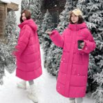 Womens Relaxed-fit Long Cotton Coat With A Hood Casual And Solid-colored - Image 3