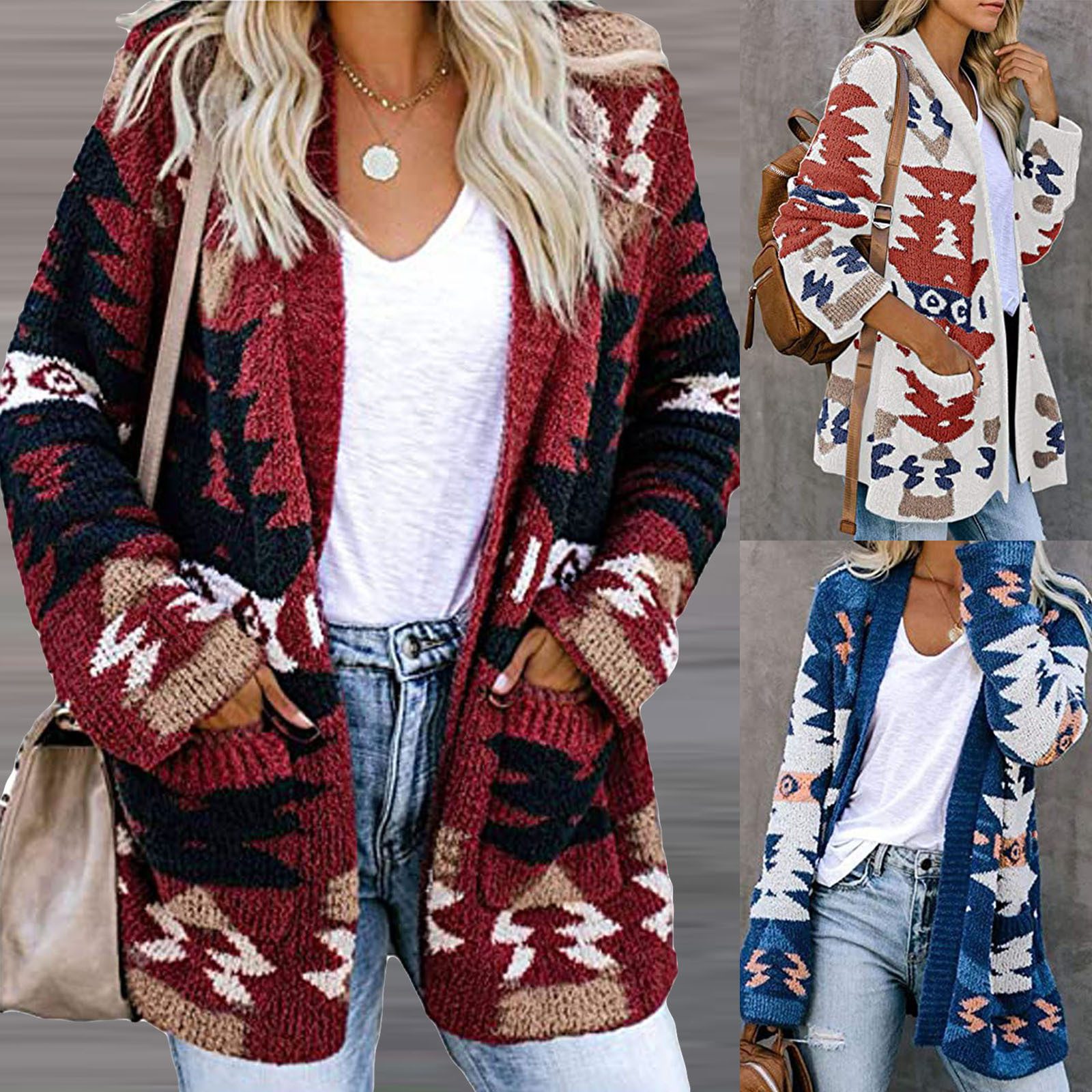 790a3631-9fcf-4353-97f7-8624e74536c4.jpg Cardigan Pocket Element Casual Long-sleeved Mid-length Female - Image 1