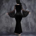 Lace-panelled Cinched-waist Dress With Flared Sleeves - Image 3
