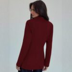 Womens Solid-Color V-Neck Elegant Slim-Fit Blazer - Image 5