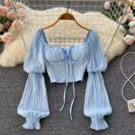 Bow-tie-cinched Figure-hugging Long-sleeve Top - Image 3