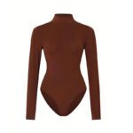 Solid-color Form Fitting Long Sleeve Yoga Bodysuit - Image 4