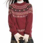 Round-neck Knitted Sweater For Fall And Winter