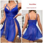 Womens Sexy Mesh Lace Embroidered Camisole Nightdress - Image 5