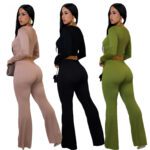 Women's Slim-fit Sexy Hollow-out Top And Flared Pants Two-piece Set - Image 2