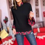 Women's Retro Ruffle Trimmed Shirt Collar Red Plaid Print Patchwork Top - Image 5