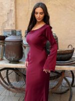 Womens Long-Sleeve Lace-Up Chinese-Style Elegant And Effortless Waist-Cinching Dress - Image 5