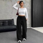 New Women's Drawstring-waist Straight-leg Casual Loose Pants - Image 7