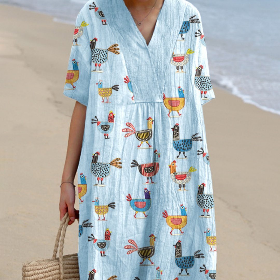 bb48e8a4-73db-44e1-bdb9-26a5f8acc77b.jpg Women's Casual V-Neck 3D Digital Print Dress - Image 1