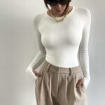 Long-sleeved Crew-neck Pullover Bodycon Top That Flatters And Slims The Figure - Image 6