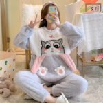 Winter Pajamas Women's Coral Fleece Thickened - Image 9