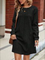 Womens Knitted Jacquard Long-Sleeve Casual Maxi Dress - Image 8