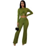 Women's Slim-fit Sexy Hollow-out Top And Flared Pants Two-piece Set - Image 4
