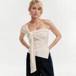 Womens Solid-Color Casual T-Shirt With Off-the-Shoulder Sleeveless Top - Image 4