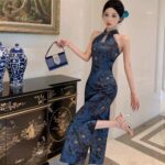 Womens Retro Printed Cheongsam Dress - Image 4