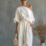 Loose Wide-leg Casual Top With Lantern Pants In Cotton And Linen - Image 4