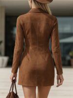 Womens Fashionable Casual Denim Long-Sleeve Dress With Tassels - Image 2