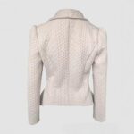 Womens Knitted Jacquard Lapel Fitted Waist Long Sleeve Coat - Image 5