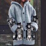 Womens Mid-Length Plush Cartoon Hooded Coat - Image 7