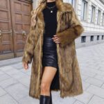 New FallWinter Womens Long Faux Fur Coat With A Square Neck