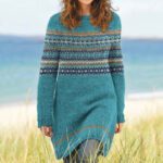 Womens Printed Chunky-Knit Fabric Long-Sleeve Dress - Image 5